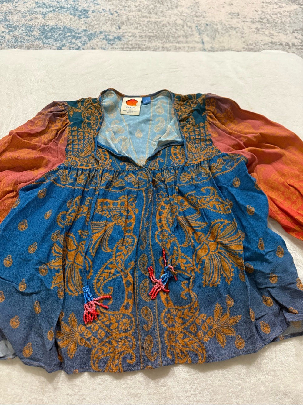 Farm Rio Women’s Small Tie Front Blouse Boho E04